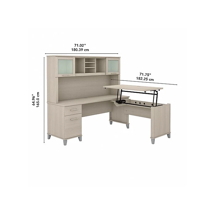 Bush Furniture Somerset Office Desk With 35"-41" Adjustable Return And Hutch, Sand Oak (SET015SO) 5 Bush Furniture Somerset Office Desk With 35"-41" Adjustable Return And Hutch, Sand Oak (SET015SO) - Image 5