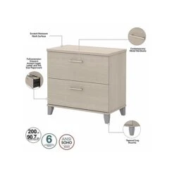 Bush Furniture Somerset Office Desk With 35"-41" Adjustable Return, Hutch, And File Cabinet, Sand Oak (SET016SO) -Office Supplies Shop sp108409510 sc7