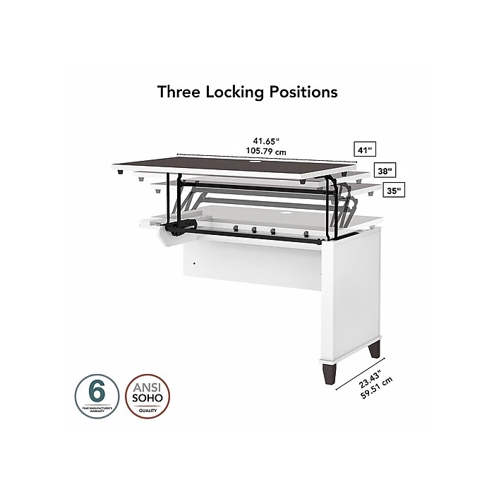 Bush Furniture Somerset 29"-41" Adjustable Desk, Storm Gray/White (WC81042) 4 Bush Furniture Somerset 29"-41" Adjustable Desk, Storm Gray/White (WC81042) - Image 4