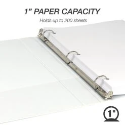 Samsill Durable Non-Stick 1" 3-Ring View Binder, White, 8/Pack (S88437) -Office Supplies Shop sp109067632 sc7