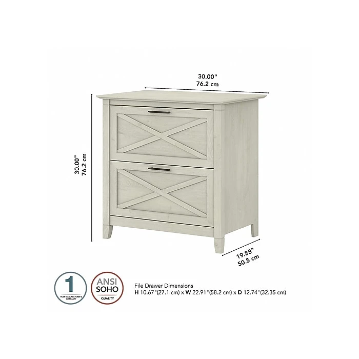 Bush Furniture Key West 2-Drawer Lateral File Cabinet, Letter/Legal, Linen White Oak, 30" (KWF130LW-03) 5 Bush Furniture Key West 2-Drawer Lateral File Cabinet, Letter/Legal, Linen White Oak, 30" (KWF130LW-03) - Image 5