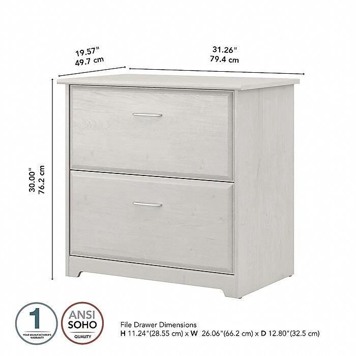 Bush Furniture Cabot 31"W 2-Drawer Lateral File Cabinet, Letter/Legal, Linen White Oak (WC31180) 5 Bush Furniture Cabot 31"W 2-Drawer Lateral File Cabinet, Letter/Legal, Linen White Oak (WC31180) - Image 5