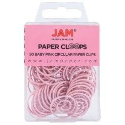 JAM Paper® Colored Circular Paper Clips, Round Paperclips, Baby Pink, 2 Packs Of 50 (2187132B)