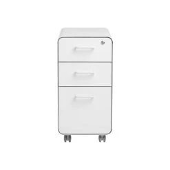 Poppin The Sort-It-Out 3-Drawer Vertical File Cabinet, Locking, Letter/Legal, White, 20" (104742)