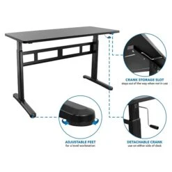 Mount-It! 29" - 48" Adjustable Desk, Black (MI-7981) -Office Supplies Shop sp123234028 sc7