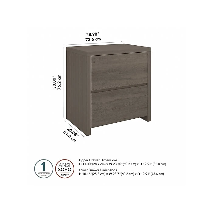 Bush Furniture Bristol 2-Drawer Lateral File Cabinet, Letter/Legal, Restored Gray/Thread Gray, 29" (BRF129RT-03) 5 Bush Furniture Bristol 2-Drawer Lateral File Cabinet, Letter/Legal, Restored Gray/Thread Gray, 29" (BRF129RT-03) - Image 5