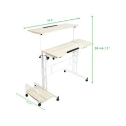 Mind Reader 30-44"H Wood Adjustable Desk, White (SDROLLXL-WHT) -Office Supplies Shop sp126585193 sc7