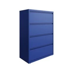 Hirsh HL10000 Series 4-Drawer Lateral File Cabinet, Locking, Letter/Legal, Classic Blue, 36" (24257)