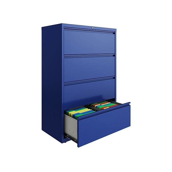 Hirsh HL10000 Series 4-Drawer Lateral File Cabinet, Locking, Letter/Legal, Classic Blue, 36" (24257) 4 Hirsh HL10000 Series 4-Drawer Lateral File Cabinet, Locking, Letter/Legal, Classic Blue, 36" (24257) - Image 4