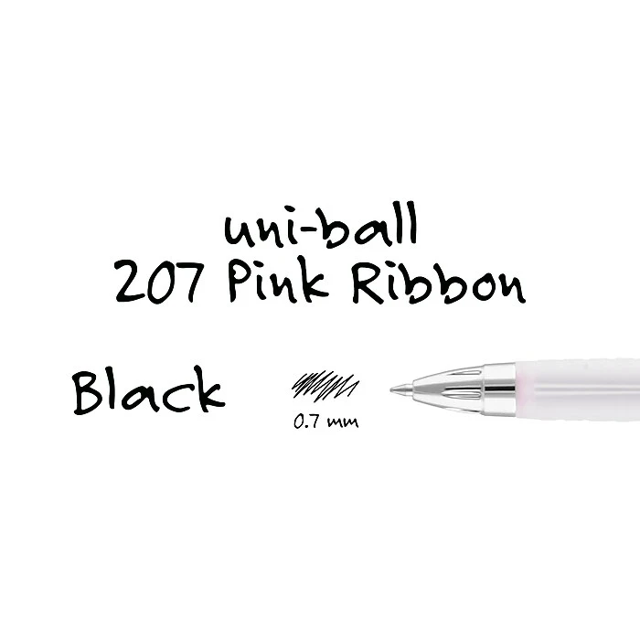 Uni-ball Uniball 207 Pink Ribbon Retractable Gel Pens, Medium Point, 0.7mm, Black, 2/Pack (1745148) 6 Uni-ball Uniball 207 Pink Ribbon Retractable Gel Pens, Medium Point, 0.7mm, Black, 2/Pack (1745148) - Image 6
