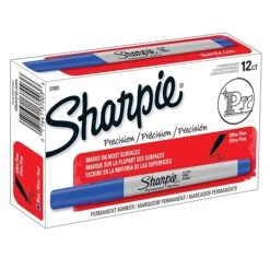 Sharpie® Permanent Marker, Ultra Fine Point, Blue, Pack Of 12, (SAN37003-12)