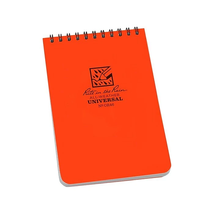 Rite In The Rain All-Weather Pocket Notebook, 4" X 6", 50 Sheets, Blaze Orange (OR46) 1 Rite In The Rain All-Weather Pocket Notebook, 4" X 6", 50 Sheets, Blaze Orange (OR46)