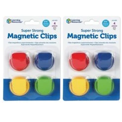 Learning Resources Super Strong Magnetic Clips, 1.5", Assorted Colors, 4 Per Pack, 2 Packs (LER2692-2)