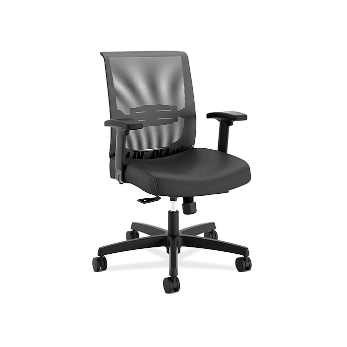 HON Coze 26"-44" Adjustable Desk With Convergence Task Chair, Designer White/Silver/Black (HCZ48DWHCNVUR10) 4 HON Coze 26"-44" Adjustable Desk With Convergence Task Chair, Designer White/Silver/Black (HCZ48DWHCNVUR10) - Image 4