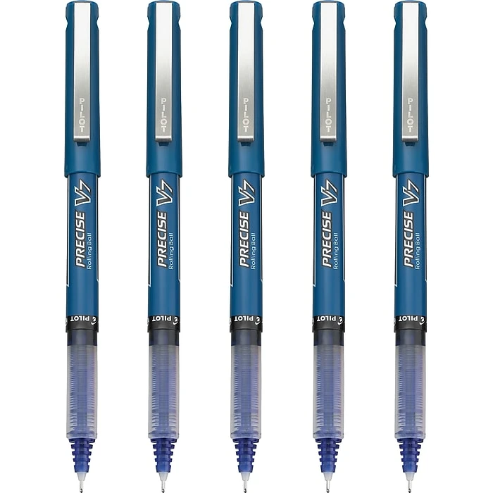 Pilot Precise V7 Rollerball Pens, Fine Point, Blue Ink, 5/Pack (26021) 2 Pilot Precise V7 Rollerball Pens, Fine Point, Blue Ink, 5/Pack (26021) - Image 2