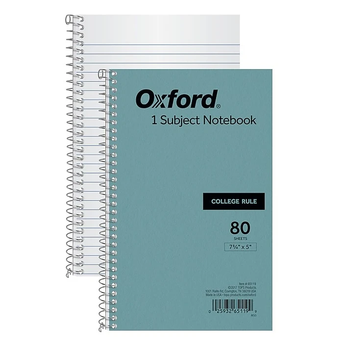 Oxford 1-Subject 5" X 7.75", College Ruled, 80 Sheets, Blue (TOP 65119) 8 Oxford 1-Subject 5" X 7.75", College Ruled, 80 Sheets, Blue (TOP 65119) - Image 8