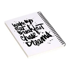 DENY Designs Wake Up By Kal Barteski Notebook, 5.5" X 8.25", Dotted, 40 Sheets, White/Black (58761-nobs01)