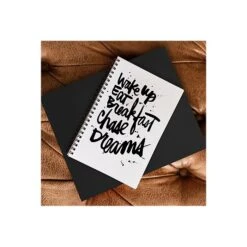 DENY Designs Wake Up By Kal Barteski Notebook, 5.5" X 8.25", Dotted, 40 Sheets, White/Black (58761-nobs01) -Office Supplies Shop sp143470628 sc7