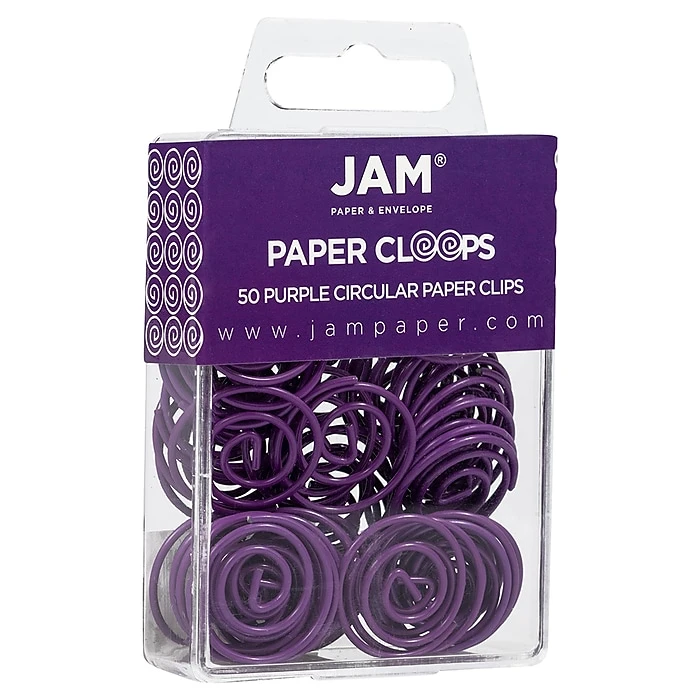 JAM Paper Colored Circular Paper Clips, Round Paperclips, Purple, 2 Packs Of 50 (2187137B) 2 JAM Paper Colored Circular Paper Clips, Round Paperclips, Purple, 2 Packs Of 50 (2187137B) - Image 2