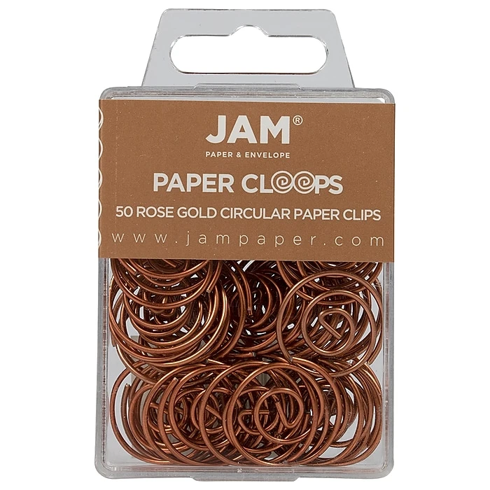 JAM Paper Circular Small Paper Clips, Rose Gold, 2 Packs Of 50 (21832061B) 1 JAM Paper Circular Small Paper Clips, Rose Gold, 2 Packs Of 50 (21832061B)