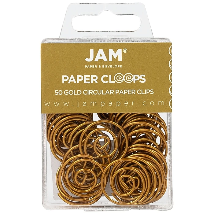 JAM Paper Circular Small Paper Clips, Gold, 2 Packs Of 50 (21832062B) 1 JAM Paper Circular Small Paper Clips, Gold, 2 Packs Of 50 (21832062B)
