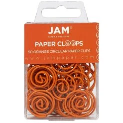 JAM Paper Colored Circular Paper Clips, Round Paperclips, Orange, 2 Packs Of 50 (21827540B)