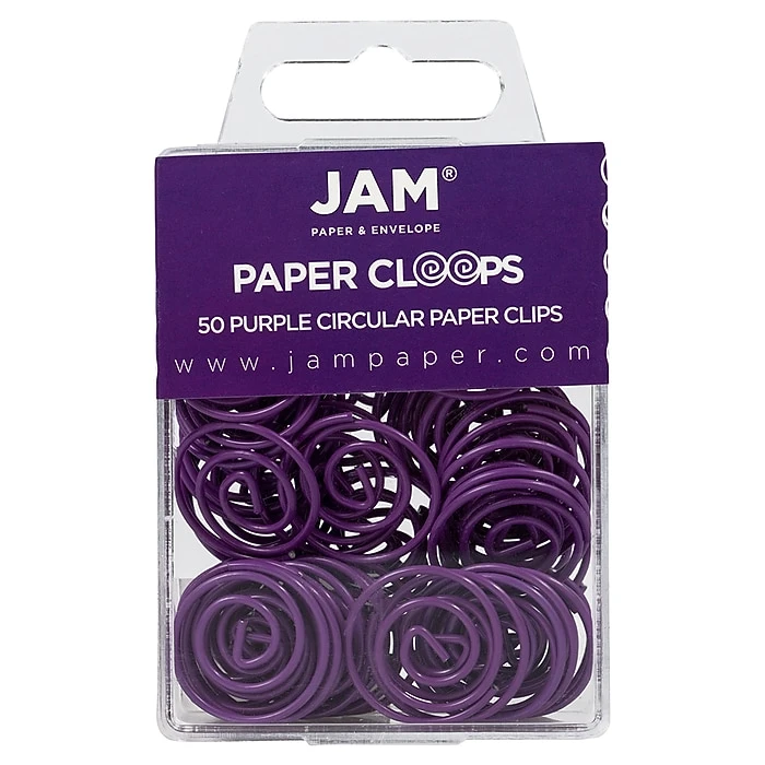 JAM Paper Circular Small Paper Clips, Purple, 50/Pack (2187137) 1 JAM Paper Circular Small Paper Clips, Purple, 50/Pack (2187137)