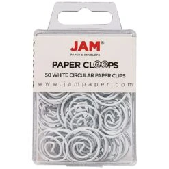 JAM Paper Circular Small Paper Clips, White, 2 Packs Of 50 (2187139B)