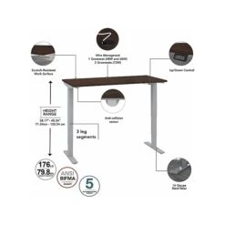 Bush Business Furniture Move 40 Series 28"-48" Adjustable Standing Desk, Black Walnut/Cool Gray Metallic (M4S4830BWSK) 10 Bush Business Furniture Move 40 Series 28"-48" Adjustable Standing Desk, Black Walnut/Cool Gray Metallic (M4S4830BWSK) -Office Supplies Shop sp145952791 sc7