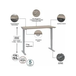 Bush Business Furniture Move 40 Series 28"-48" Adjustable Standing Desk, Sand Oak/Cool Gray Metallic (M4S4824SOSK) -Office Supplies Shop sp145952816 sc7