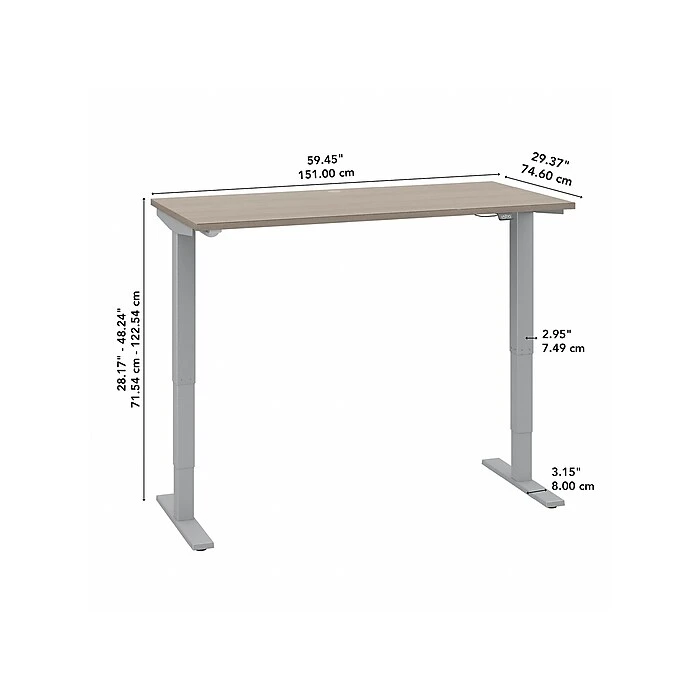 Bush Business Furniture Move 40 Series 28"-48" Adjustable Standing Desk, Sand Oak/Cool Gray Metallic (M4S6030SOSK) 5 Bush Business Furniture Move 40 Series 28"-48" Adjustable Standing Desk, Sand Oak/Cool Gray Metallic (M4S6030SOSK) - Image 5