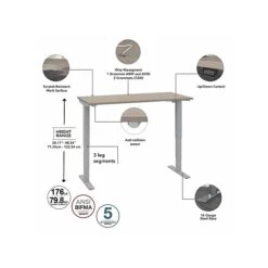 Bush Business Furniture Move 40 Series 28"-48" Adjustable Standing Desk, Sand Oak/Cool Gray Metallic (M4S7230SOSK) -Office Supplies Shop sp145954102 sc7