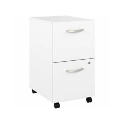 Bush Business Furniture Hybrid 2-Drawer Mobile File Cabinet, Letter/Legal, White, 20" (HYF116WHSU-Z)