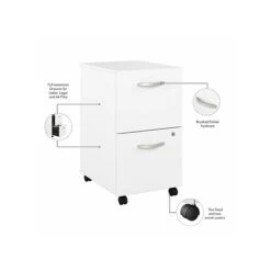 Bush Business Furniture Hybrid 2-Drawer Mobile File Cabinet, Letter/Legal, White, 20" (HYF116WHSU-Z) -Office Supplies Shop sp147608314 sc7