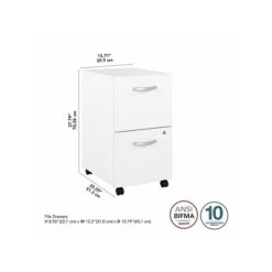 Bush Business Furniture Hybrid 2-Drawer Mobile File Cabinet, Letter/Legal, White, 20" (HYF116WHSU-Z) -Office Supplies Shop sp147608318 sc7