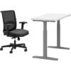 HON Coze 26"-49" Adjustable Desk With Convergence Task Chair, Florence Walnut/Silver/Black (HCZ48DWHCNVCU10)