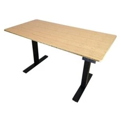 Uncaged Ergonomics Rise Up Electric Adjustable Height Standing Desk With Natural Bamboo Desktop Gray Frame, Black Desktop (RUbb) -Office Supplies Shop sp148973732 sc7