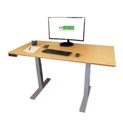 Uncaged Ergonomics Rise Up Electric Adjustable Height Standing Desk With Natural Bamboo Desktop Gray Frame, Bamboo Desktop Rugb) -Office Supplies Shop sp148973736 sc7