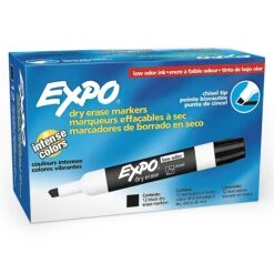 EXPO® Low Odor Dry Erase Markers, Chisel Tip, Black, Pack Of 12 (SAN80001-12)