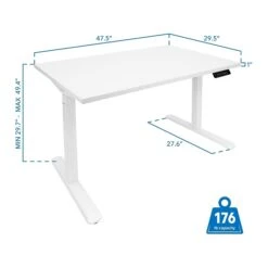 Mount-It! 30"-49"H Adjustable Electric Sit-Stand Desk, White (MI-18060) -Office Supplies Shop sp161464405 sc7