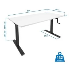 Mount-It! 30"-50"H Adjustable Hand Crank Sit-Stand Desk, White/Black (MI-18070) -Office Supplies Shop sp161464426 sc7