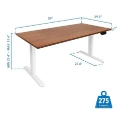 Mount-It! 25"-51"H Adjustable Electric Sit-Stand Desk, Brown/White (MI-18068) -Office Supplies Shop sp161464443 sc7
