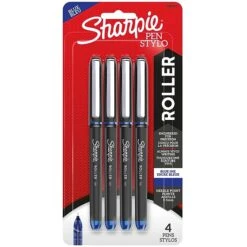 Sharpie Rollerball Pen, Needle Point Precision Pen, Blue Ink, 4/Pack (2093197)