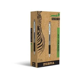 Zebra Pen Jimnie Clip Eco Retractable Ballpoint Pen, 1.0mm, Medium Point, Black Dozen