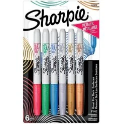 Sharpie Permanent Markers, Fine Tip, Assorted Metallic, 6/Pack (2029678)