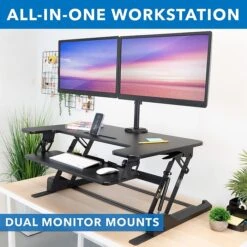 Mount-It! 36"W Standing Desk Converter With Dual Monitor Stand, Plastic/Steel (MI-7934) -Office Supplies Shop sp163926880 sc7