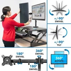 Mount-It! 36"W Standing Desk Converter With Dual Monitor Stand, Plastic/Steel (MI-7934) -Office Supplies Shop sp163926884 sc7