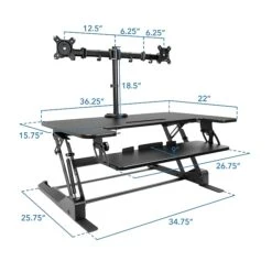 Mount-It! 36"W Standing Desk Converter With Dual Monitor Stand, Plastic/Steel (MI-7934) -Office Supplies Shop sp163926887 sc7
