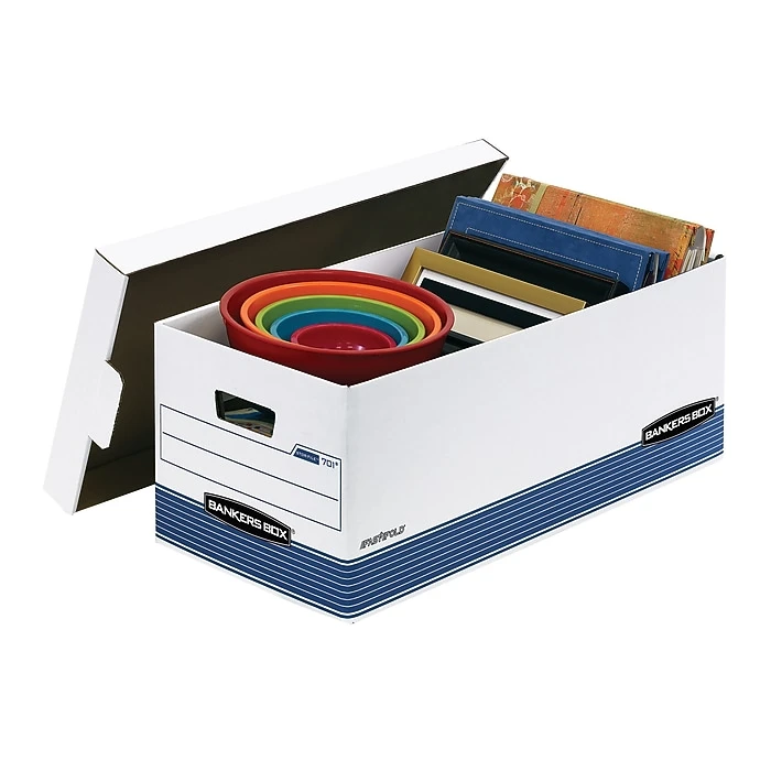 Bankers Box Medium-Duty Corrugated File Storage Boxes, Lift-Off Lid, Letter Size, White/Blue, 20/Carton (0070110) 3 Bankers Box Medium-Duty Corrugated File Storage Boxes, Lift-Off Lid, Letter Size, White/Blue, 20/Carton (0070110) - Image 3