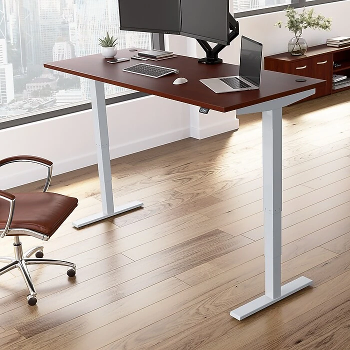 Bush Business Furniture Move 40 Series 28''-48'' Adjustable Standing Desk, Hansen Cherry/Cool Gray Metallic (M4S7230HCSK) 2 Bush Business Furniture Move 40 Series 28''-48'' Adjustable Standing Desk, Hansen Cherry/Cool Gray Metallic (M4S7230HCSK) - Image 2